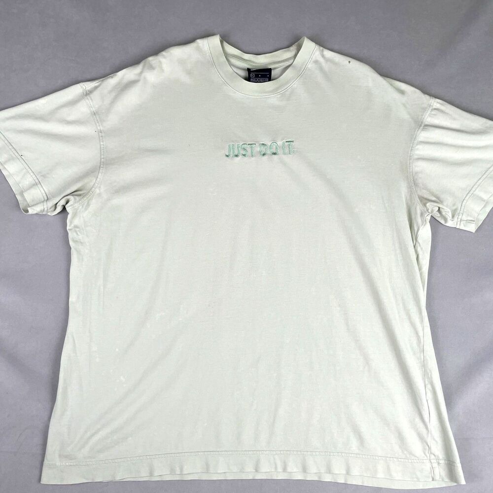 Nike JDI T Shirt Mens L Mineral Washed Distressed Embroidered Light Green Casual